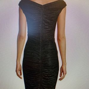 Black Ruched bateau sheath dress
